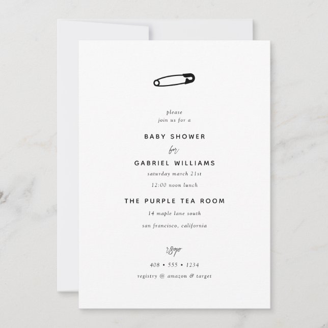 Babyparty | Safety Button Baby Einladung (Vorderseite)