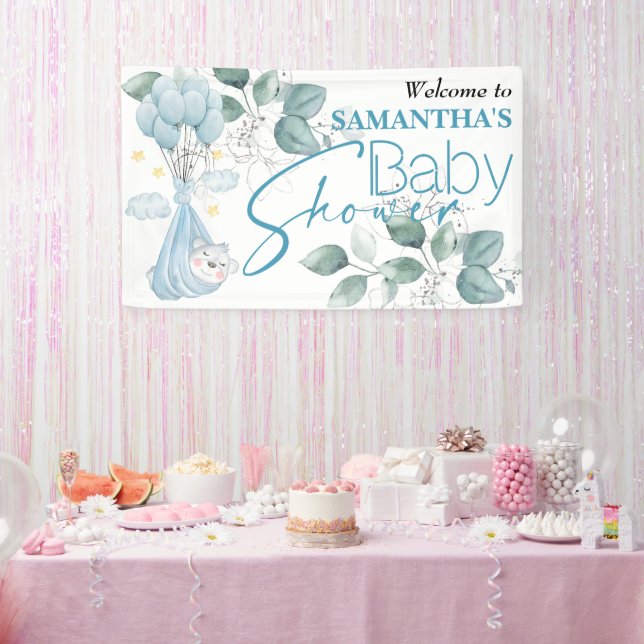 Babyparty. Schlafen Baby Bear Blue. Banner (Party)