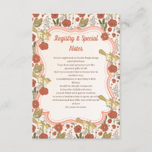 Babyparty   Schmetterlinge und Blüten Poesie Begleitkarte