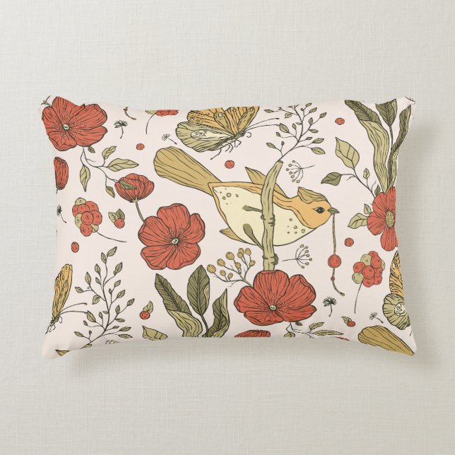 Babyparty | Schmetterlinge und Blüten Poesie Dekokissen (Vorderseite)