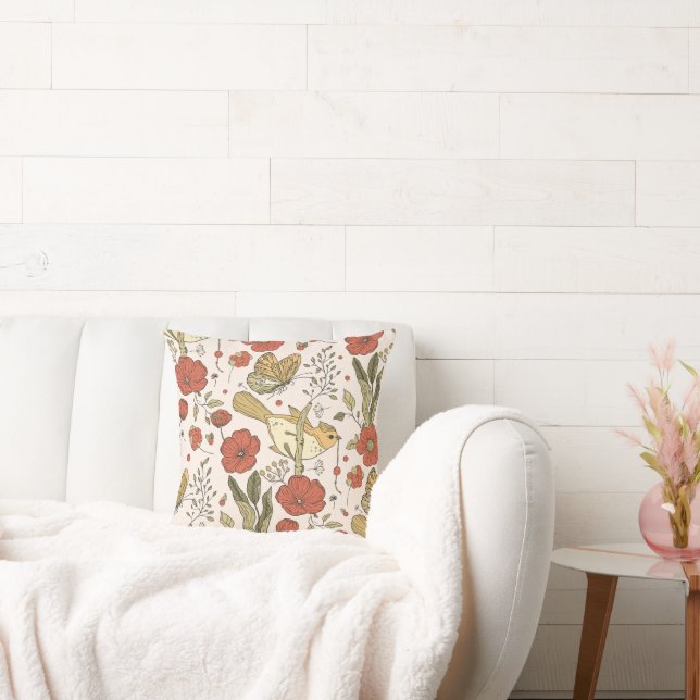 Babyparty | Schmetterlinge und Blüten Poesie Kissen (Liege)