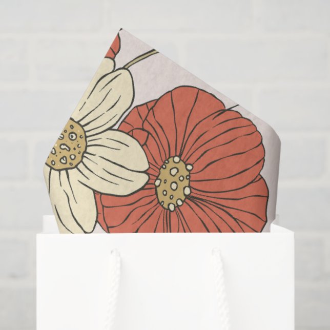 Babyparty | Schmetterlinge und Blüten Poesie Seidenpapier (Geschenktüte)