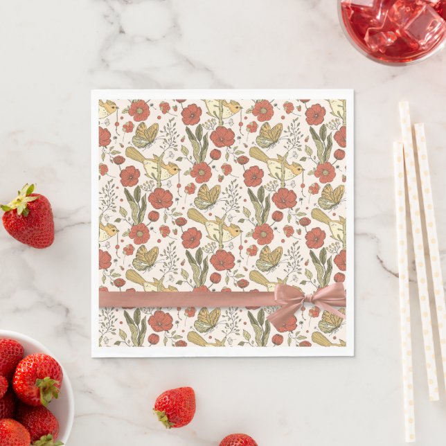 Babyparty | Schmetterlinge und Blüten Poesie Serviette (Beispiel)