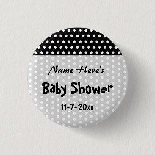 Babyparty, Schwarzweiss-Tupfen-Muster Button