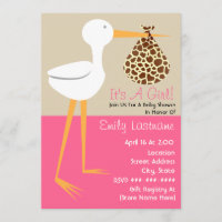 Babyparty - Storch mit Giraffen-Druck-Bündel