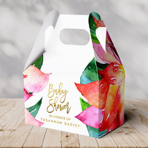 Babyparty   Tropical Watercolor Blume Vielen Dank Geschenkschachtel
