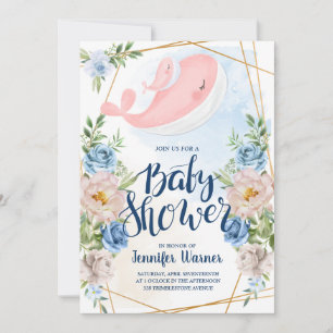 Babyparty   Watercolor Pink Whale Einladung