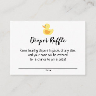 Babyparty-Windelraffle-Karten mit Gummiente Begleitkarte