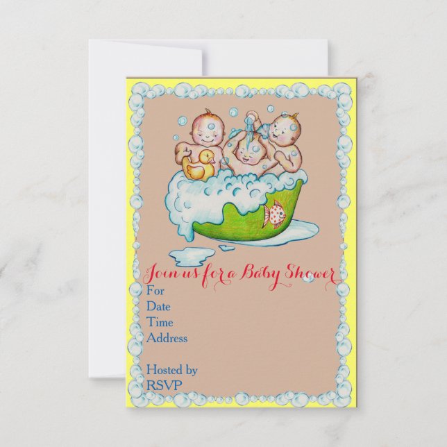 Babypartyeinladung für Dreiergruppen Einladung (Vorderseite)