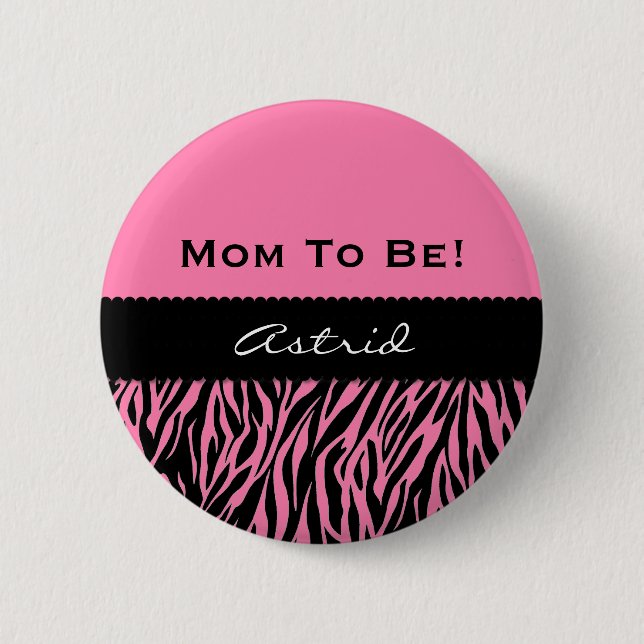 Babypartymodernes Zebra-Druck ROSA V09 Button (Vorderseite)