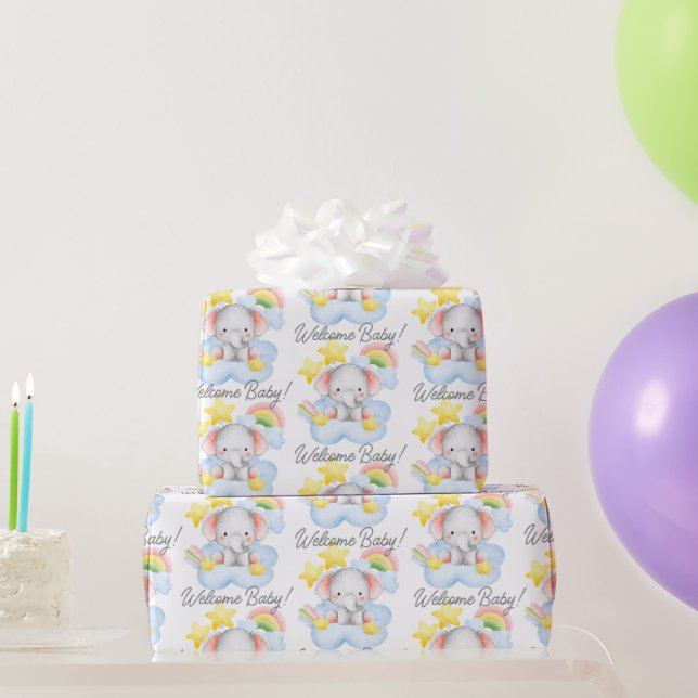 Babypastellbaby Elefantenbaby-Dusche Geschenkpapier (Partygeschenke)