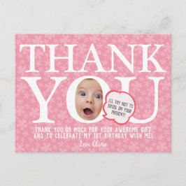 babypink Blume lustige Geburtstag Danke Postkarte