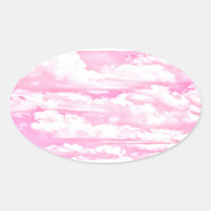Babypink Happy Clouds Dekoration Ovaler Aufkleber