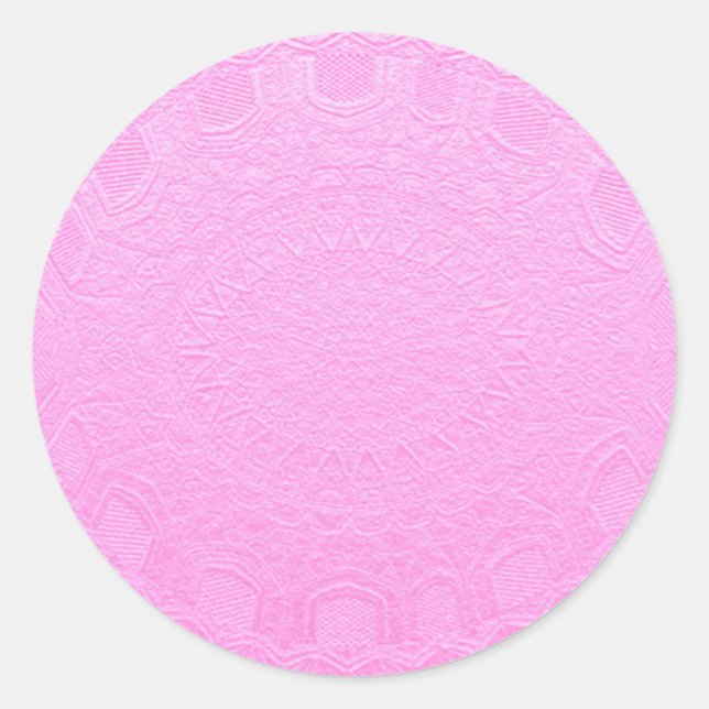 BabyPink Silken Silver Foil Embossed Runder Aufkleber (Vorderseite)