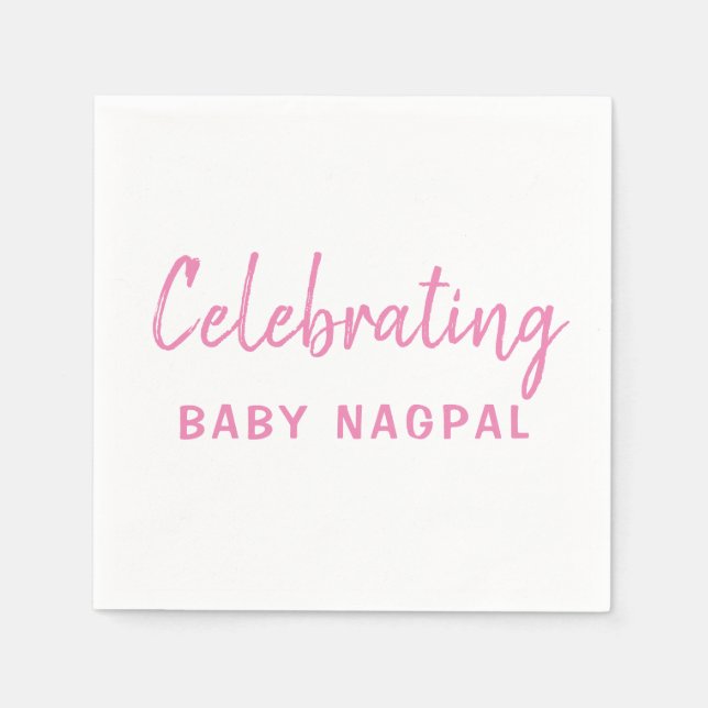Babypink und White Cocktail Napkin Serviette (Vorderseite)
