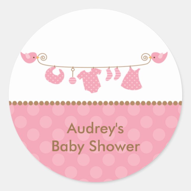 Babypink-Wäscheständer Runder Aufkleber (Vorderseite)