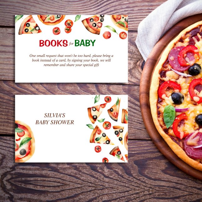 Babypizza-Babyduschbücher mit Slice Slice-Slice au Begleitkarte (Slice slice baby pizza baby shower books request enclosure card Italian baby shower books for baby)