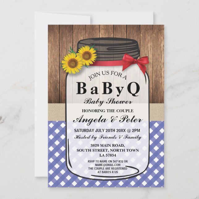 BABYQ Baby Showdusche GRILLEN Party Paare Jar Einl Einladung (Vorderseite)