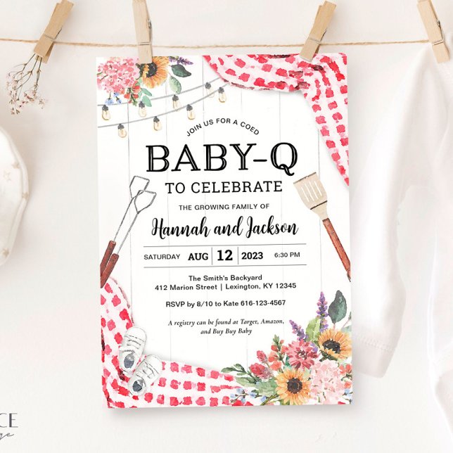 BabyQ Baby Shower GRILLEN Baby Shower Einladung (Baby-Q Baby Shower Invitation for BBQ Baby Shower)