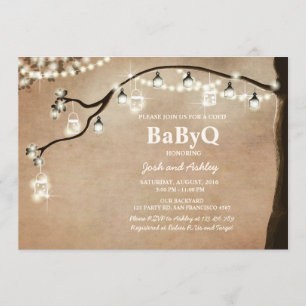 BabyQ Einladung Coed GRILLEN Shower Rustic Lights
