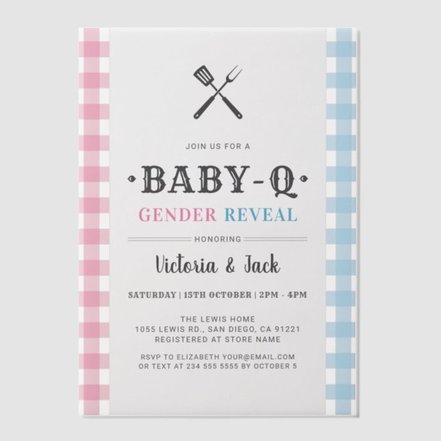 BabyQ Gender Reveal Gingham GRILLEN (Vorderseite)