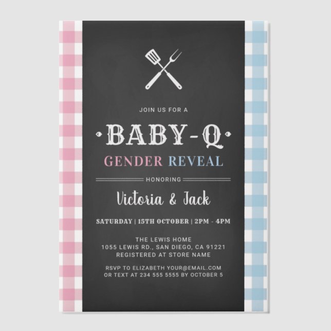 BabyQ Gender Reveal Gingham GRILLEN Black (Vorderseite)