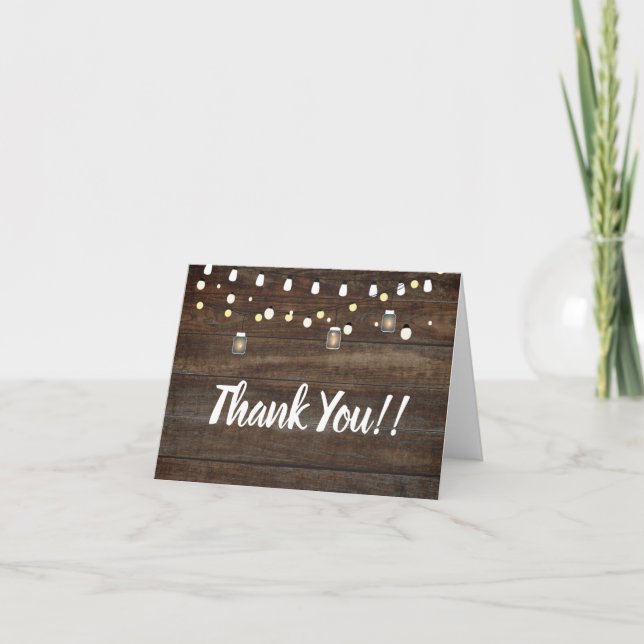 BabyQ GRILLEN Baby Shower Danke Card Rustic (Vorderseite)