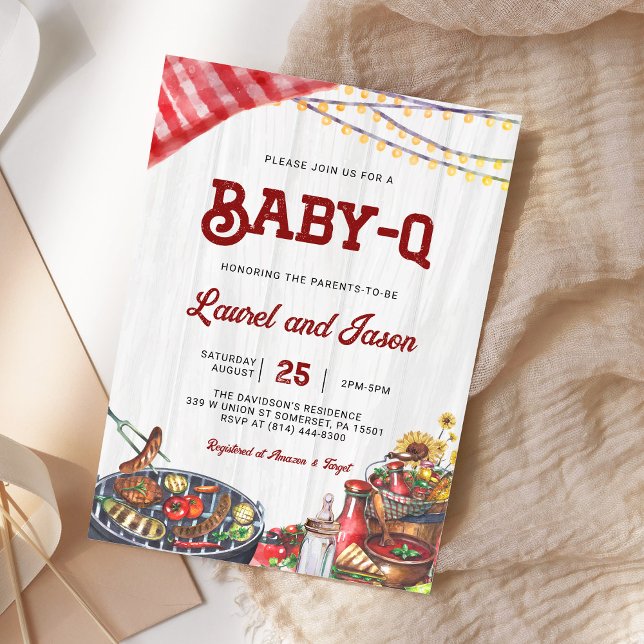 BabyQ GRILLEN Backyard Paare Coed Rustic Baby Show Einladung (Von Creator hochgeladen)