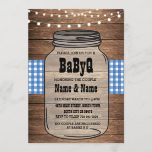 BaByQ ist ein Boy Baby Dusche Blue Karo Einladung