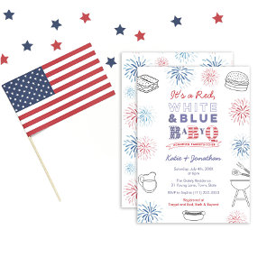 BabyQ Memorial Day Fireworks Paares Baby Shower Einladung
