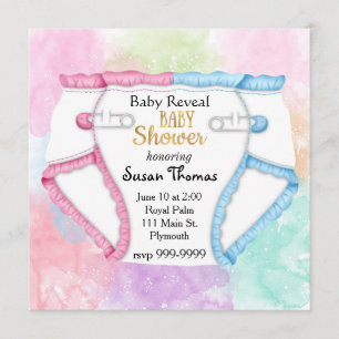 Babyreveal Babydusche Einladung mit Windeln