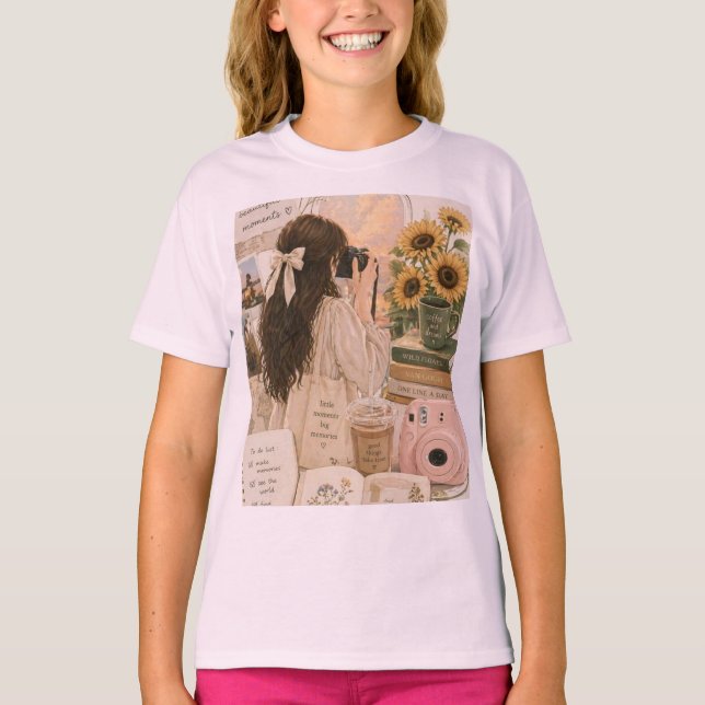 Babyrosa einfaches T-Shirt mit Blended-Material. (Vorderseite)