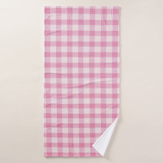 Babyrosa Gingham-Muster Badehandtuch (Badehandtuch)
