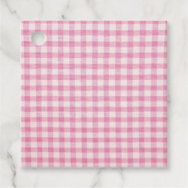 Babyrosa Gingham-Muster Geschenkanhänger