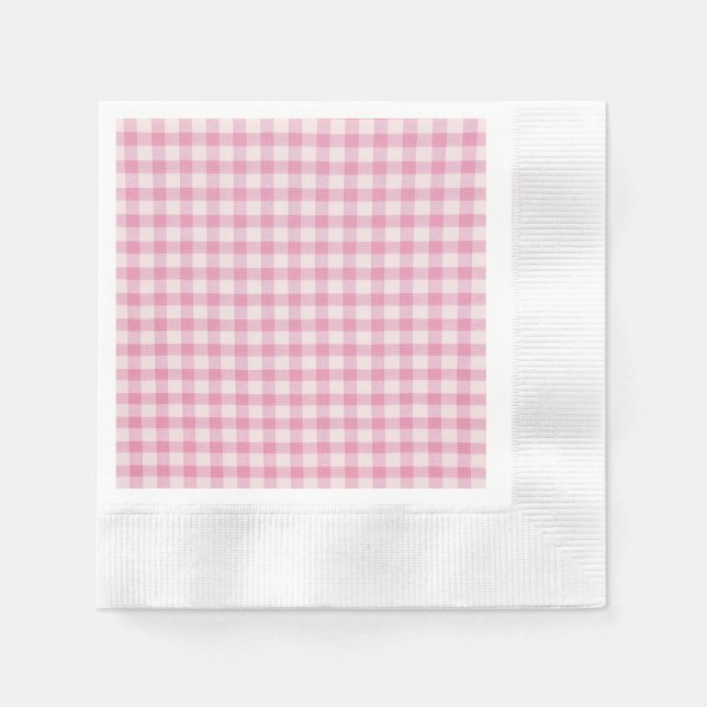 Babyrosa Gingham-Muster Serviette (Vorderseite)