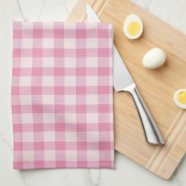 Babyrosa Gingham-Stoffmuster Geschirrtuch (Viertel Falte)