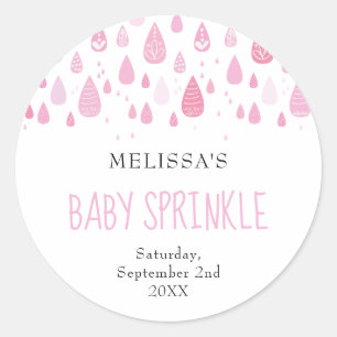 Babyrosa Regentropfen Baby Sprinkle Runder Aufkleber