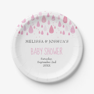 Babyrosa Regentropfen-Paar-Baby-Party Pappteller