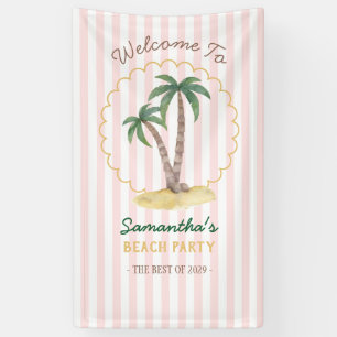 Babyrosa Streifen Vintage Palm Beach Junggesellinn Banner
