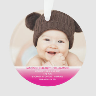 Baby's 1. Christmas Pink Baby Foto Ornament