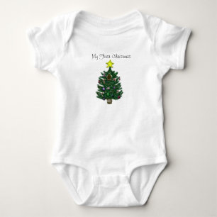 Baby's 1. Christmas Yellow Star Gingerbread Shirt