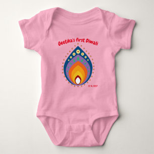Baby's 1 Diwali mit individuelle Name-Stil2 Baby Strampler