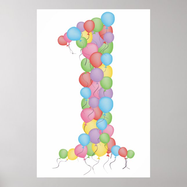 Babys 1. Geburtstag Party Balloons 1 Poster drucke (Vorne)