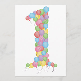 Baby's 1. Geburtstag Party Balloons Custom Einladu Einladung