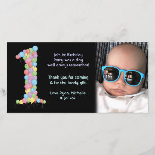 Babys 1. Geburtstag Party Vielen Dank Foto-Karte Dankeskarte