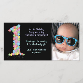 Babys 1. Geburtstag Party Vielen Dank Foto-Karte Dankeskarte