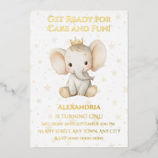 Babys 1. Geburtstag personalisierter Elefant der P Folieneinladung