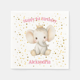 Babys 1. Geburtstag personalisierter Elefant der P Serviette