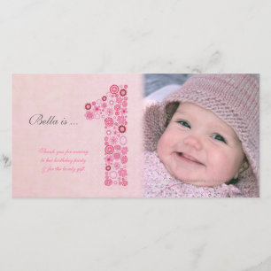 Babys 1. Geburtstag Vielen Dank für Ihre Fotokarte Dankeskarte