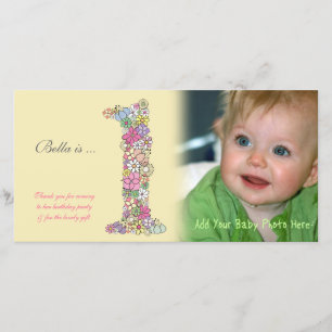 Babys 1. Geburtstag Vielen Dank für Ihre Fotokarte Dankeskarte